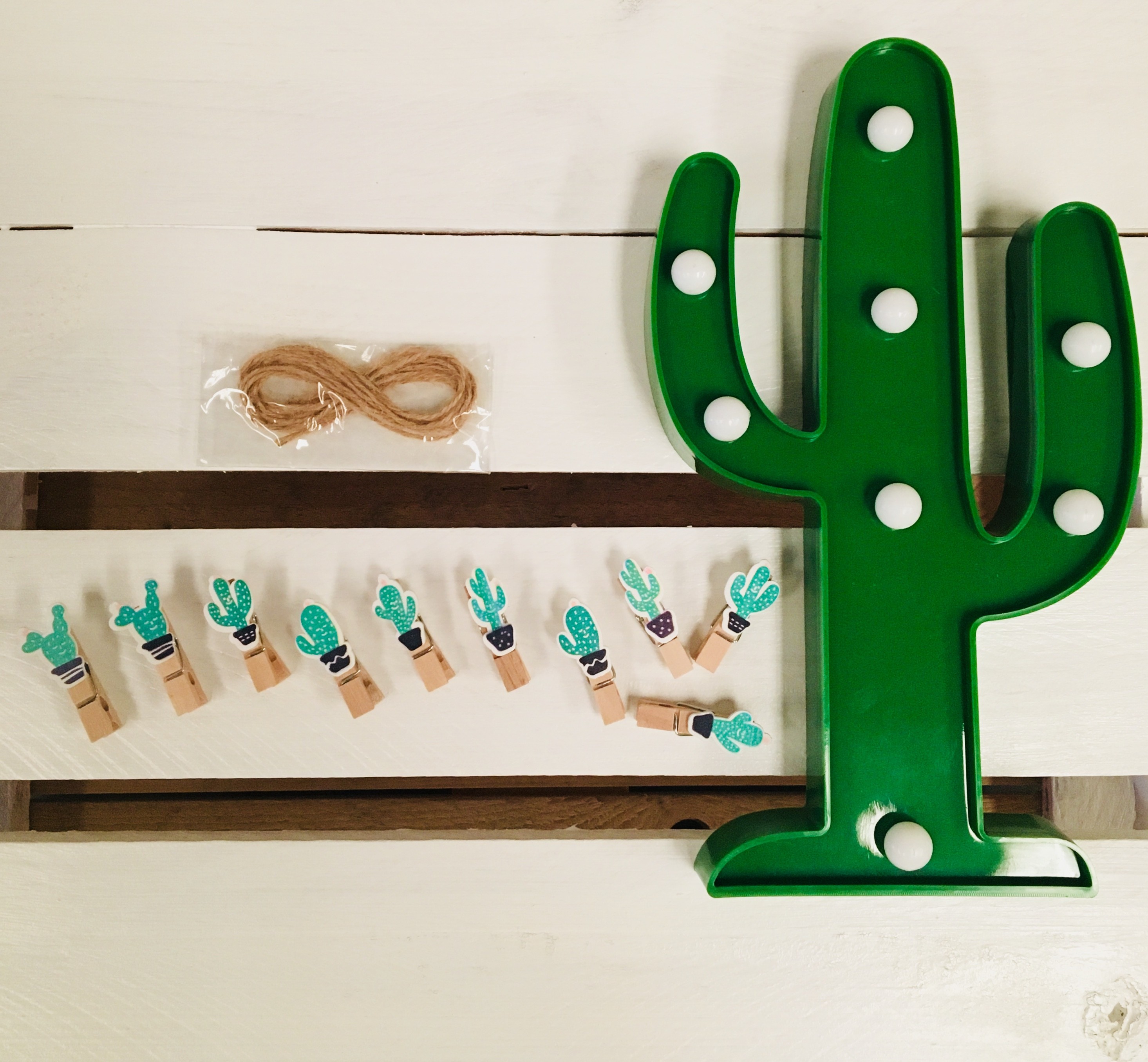 Amosfun 10 piezas mini pinzas de madera en forma de cactus colgantes de pared clips de fotos clavijas pinzas artesanales con cuerda de cáñamo 