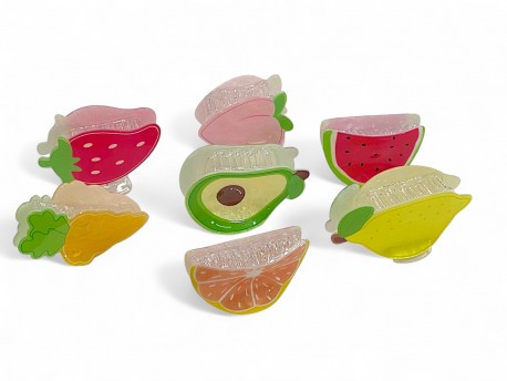 Set 12 pinzas de pelo frutas