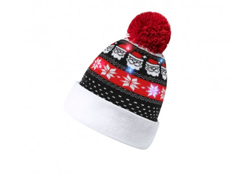 Pack gorros Navidad LED con pom pom