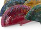 Abanicos calados de 19 cm pintados por ambas caras con flores y surtido de 6 colores para invitados de boda